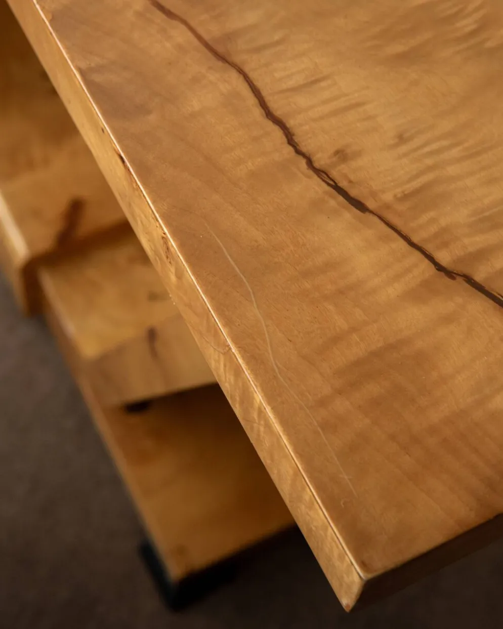 Table console en burl de revival Art Déco, années 1980-1990