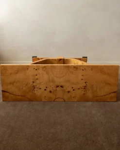 Table console en burl de revival Art Déco, années 1980-1990
