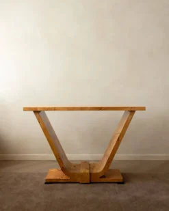 Table console en burl de revival Art Déco, années 1980-1990