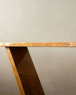 Table console en burl de revival Art Déco, années 1980-1990