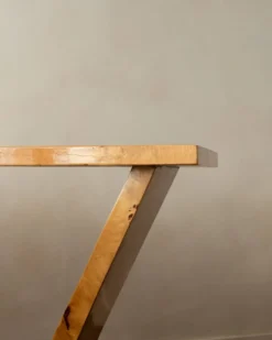 Table console en burl de revival Art Déco, années 1980-1990