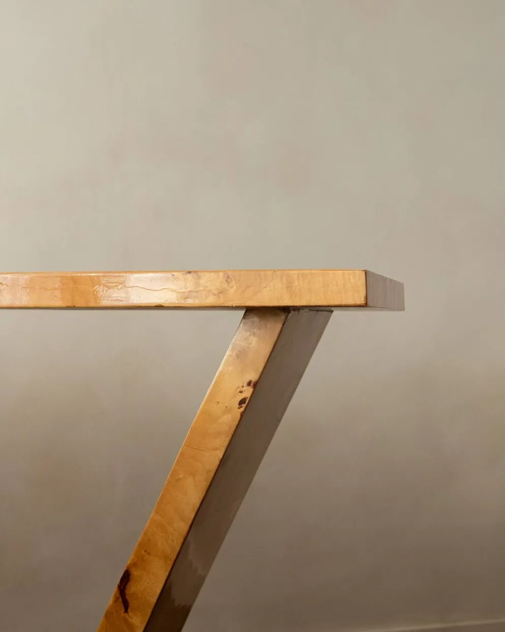 Table console en burl de revival Art Déco, années 1980-1990
