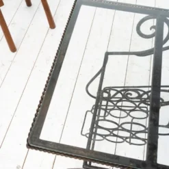 Table console en fer forgé et verre provençal, 1950
