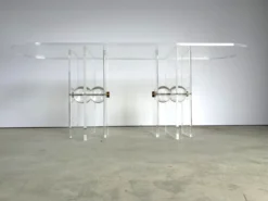 Table console en laiton et lucite, années 1970