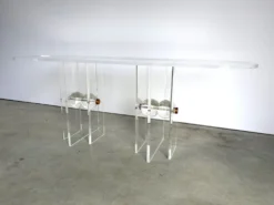 Table console en laiton et lucite, années 1970
