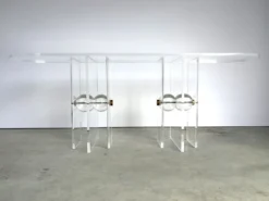 Table console en laiton et lucite, années 1970