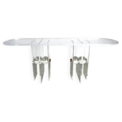 Table console en laiton et lucite, années 1970