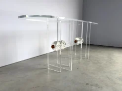 Table console en laiton et lucite, années 1970
