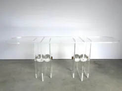 Table console en laiton et lucite, années 1970