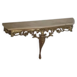 Table console en métal doré et son plateau marbre