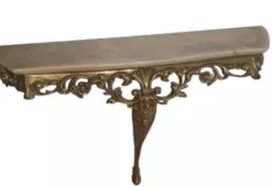 Table console en métal doré et son plateau marbre