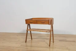 Table console en teck et rotin du milieu du siècle par Søren Rasmussen, Danemark, 1960