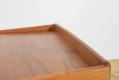 Table console en teck et rotin du milieu du siècle par Søren Rasmussen, Danemark, 1960