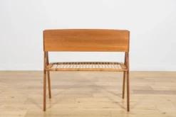 Table console en teck et rotin du milieu du siècle par Søren Rasmussen, Danemark, 1960
