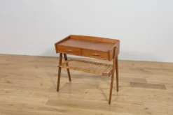Table console en teck et rotin du milieu du siècle par Søren Rasmussen, Danemark, 1960