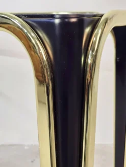 Table console en verre et dorée des années 50 – Style moderne du milieu du siècle