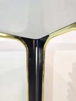 Table console en verre et dorée des années 50 – Style moderne du milieu du siècle