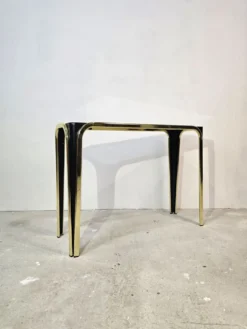 Table console en verre et dorée des années 50 – Style moderne du milieu du siècle