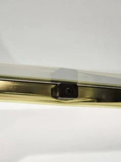 Table console en verre et dorée des années 50 – Style moderne du milieu du siècle