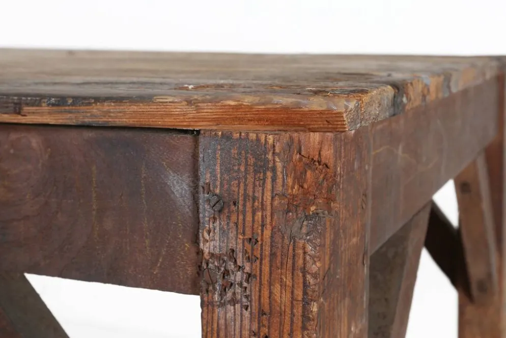 Table console industrielle française en bois, années 1920