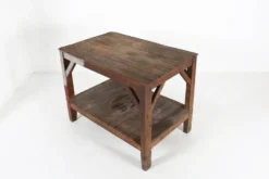 Table console industrielle française en bois, années 1920