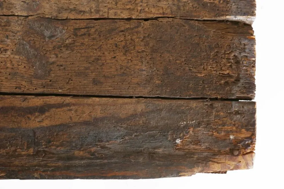 Table console industrielle française en bois, années 1920