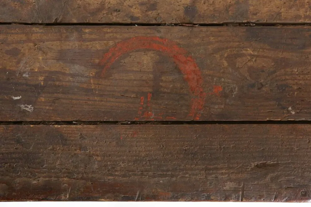 Table console industrielle française en bois, années 1920
