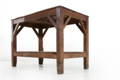 Table console industrielle française en bois, années 1920