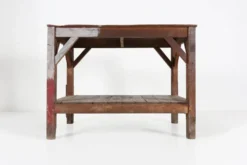 Table console industrielle française en bois, années 1920