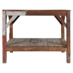 Table console industrielle française en bois, années 1920