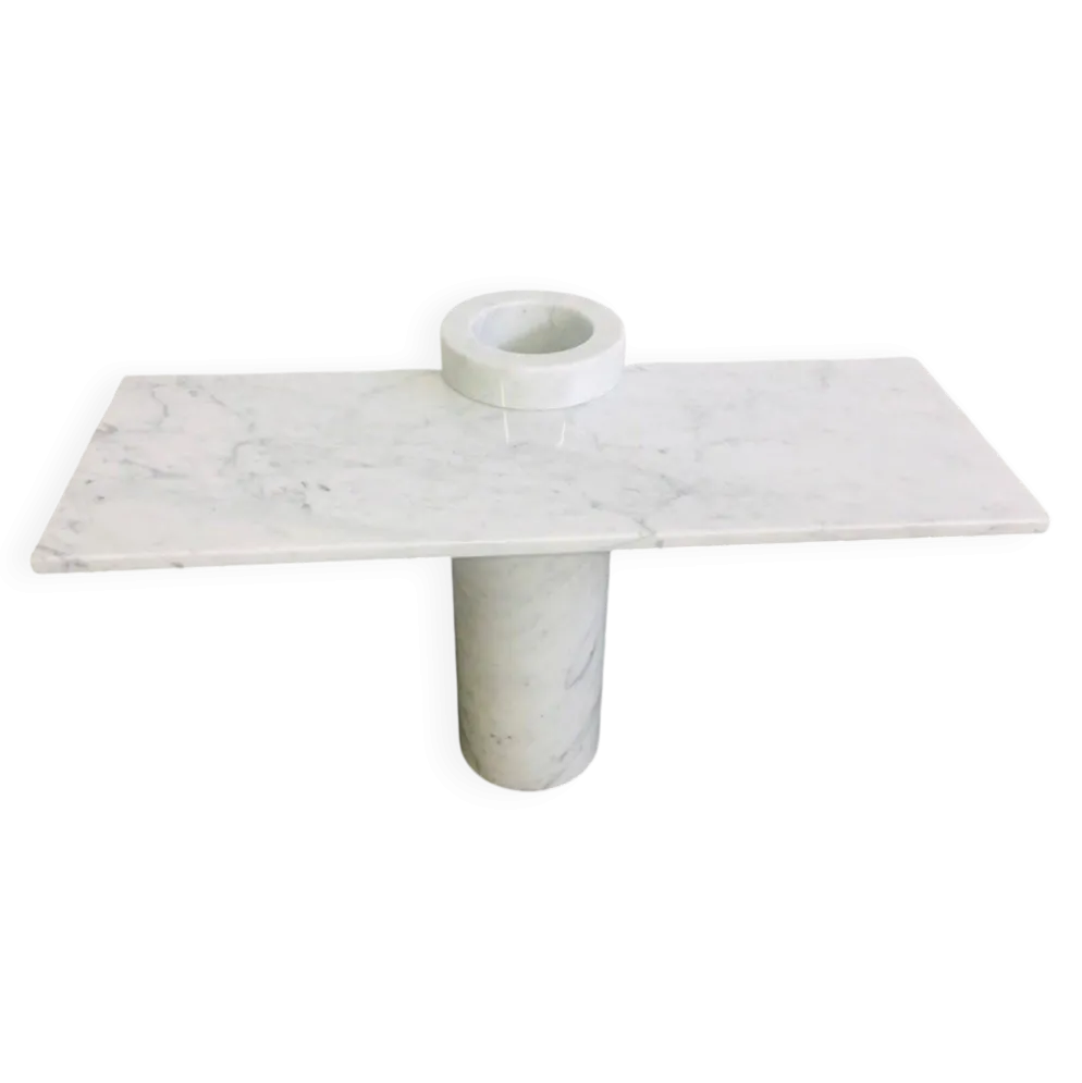 Table Console Modèle Loico en Marbre Blanc Carrara par Angelo Mangiarotti pour Skipper, années 1990.
