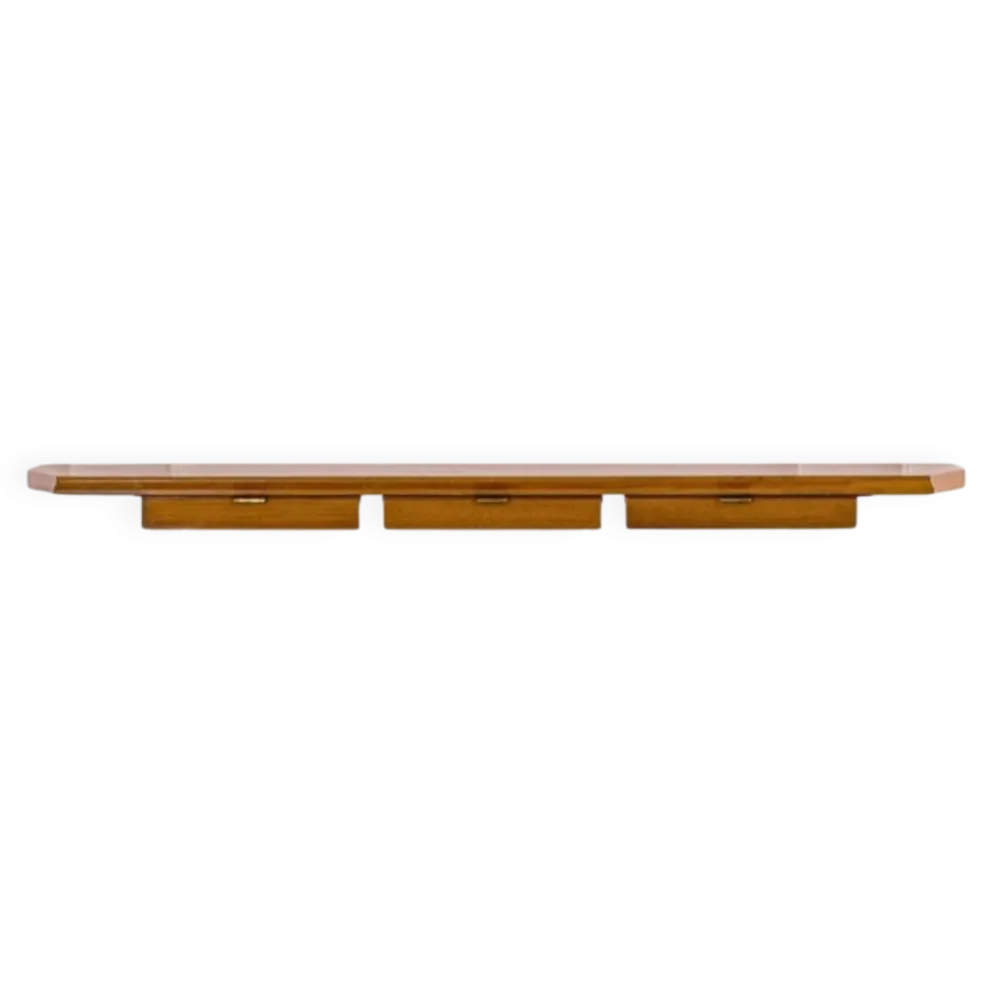 Table console murale en bois avec tiroirs et poignées en laiton par Osvaldo Borsani pour ABV, années 1950.