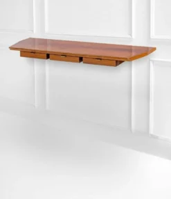 Table console murale en bois avec tiroirs et poignées en laiton par Osvaldo Borsani pour ABV, années 1950.
