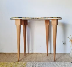 Table console pieds fuselés - plateau haricot canevas