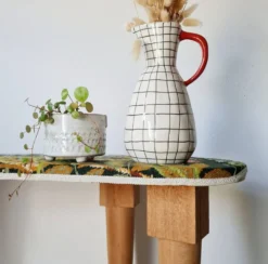 Table console pieds fuselés - plateau haricot canevas
