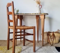 Table console pieds fuselés - plateau haricot canevas