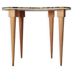 Table console pieds fuselés - plateau haricot canevas