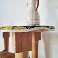 Table console pieds fuselés - plateau haricot canevas