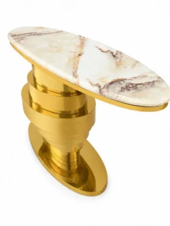 Table Contemporaine Console Table d’appoint Laiton et Marbre or