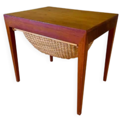 Table à couture vintage danoise en teck par Severin Hansen pour Haslev Furniture 1960