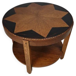 Table d'appoint Amsterdam School / Art Déco avec plateau incrusté d'étoiles vers 1920