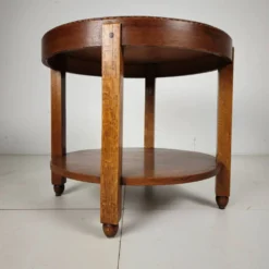Table d'appoint Amsterdam School / Art Déco avec plateau incrusté d'étoiles vers 1920