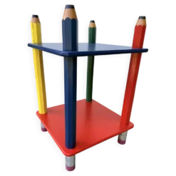 Table d'appoint années 80 crayons, attribuée à Pierre Sala