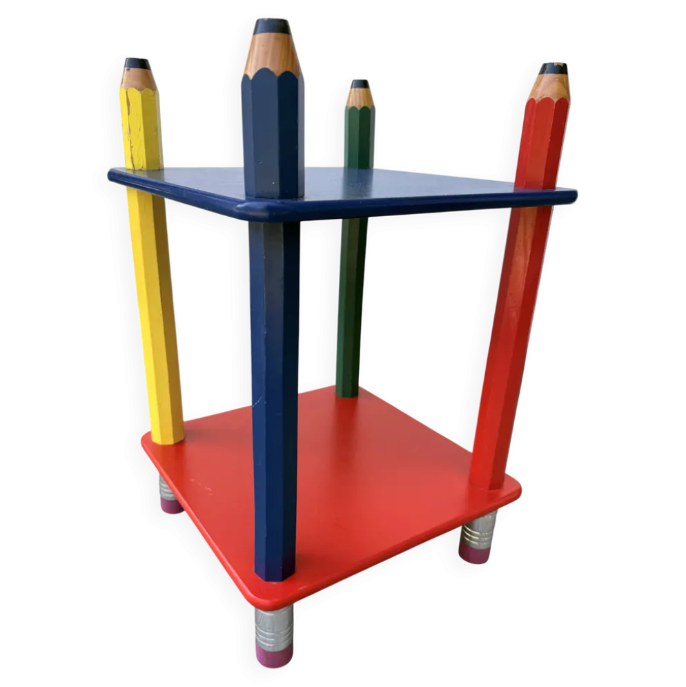 Table d'appoint années 80 crayons, attribuée à Pierre Sala