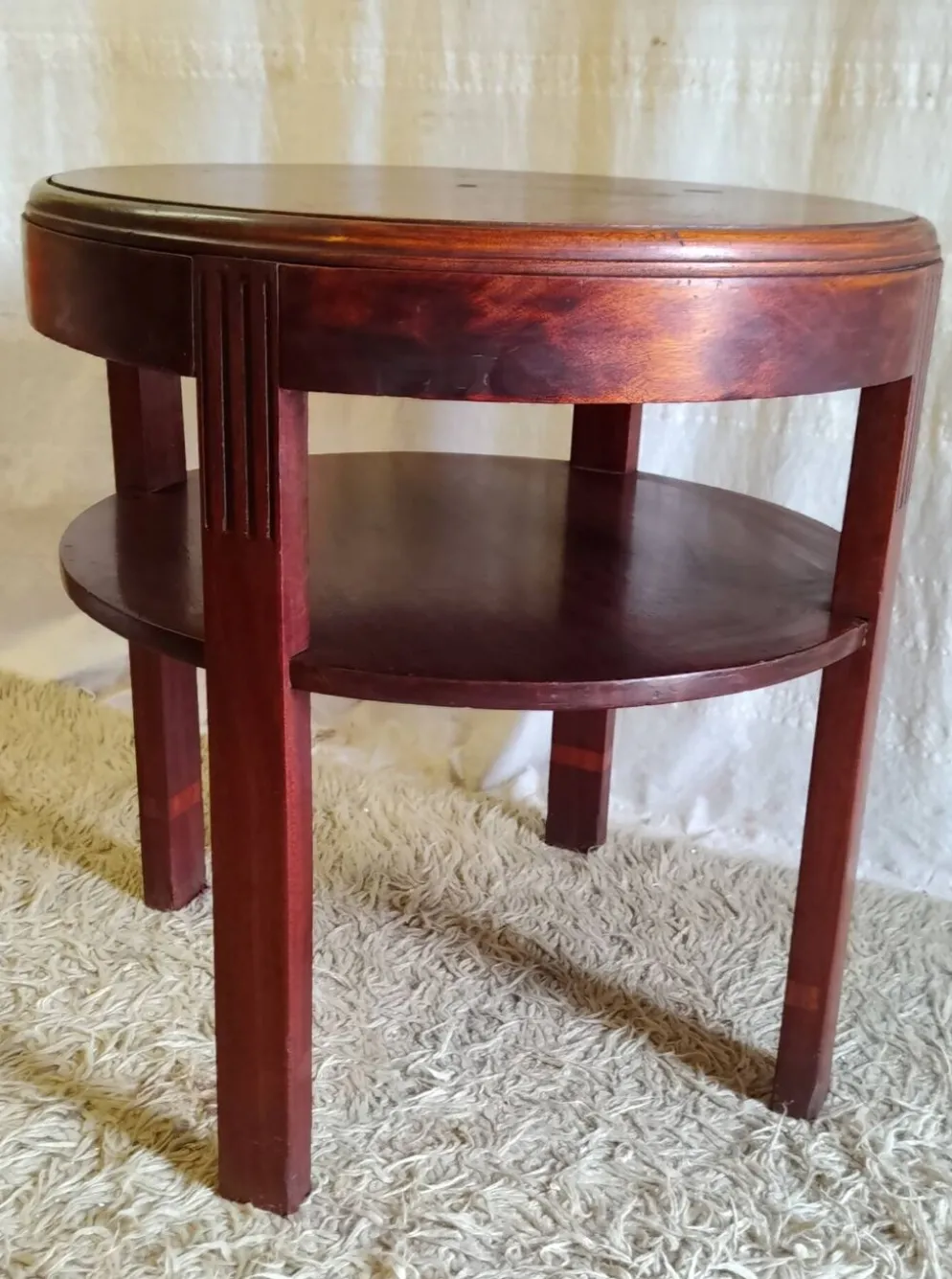 Table d'appoint Art-déco en bois massif - années 40/50