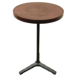 Table d'appoint art déco en noyer, laiton et aluminium, France 1930