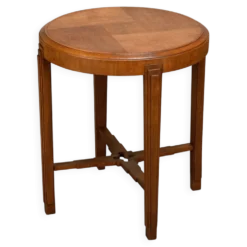 Table d'appoint Art Déco néerlandaise de l'École d'Amsterdam en chêne massif et plaqué.