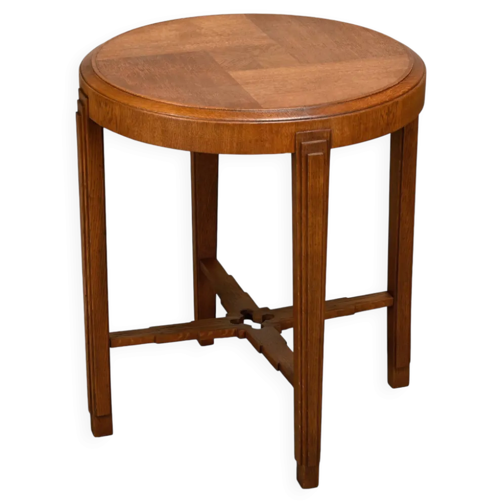 Table d'appoint Art Déco néerlandaise de l'École d'Amsterdam en chêne massif et plaqué.