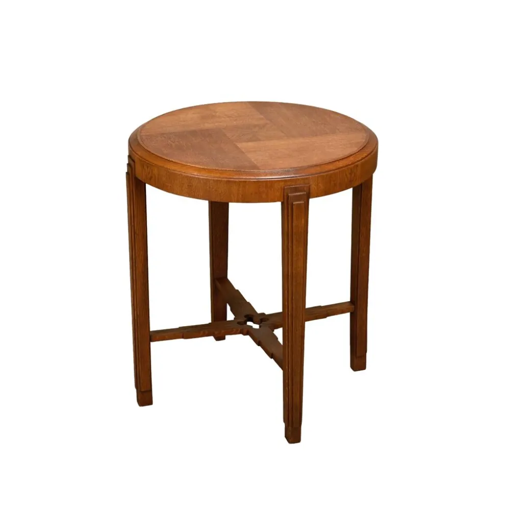 Table d'appoint Art Déco néerlandaise de l'École d'Amsterdam en chêne massif et plaqué.