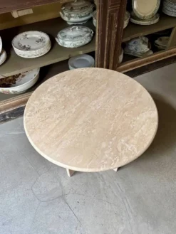 Table d'appoint, basse ronde en travertin ⌀ 61 cm